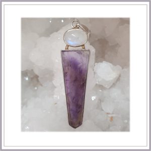 Amethyst and Moonstone Flat Point Pendant